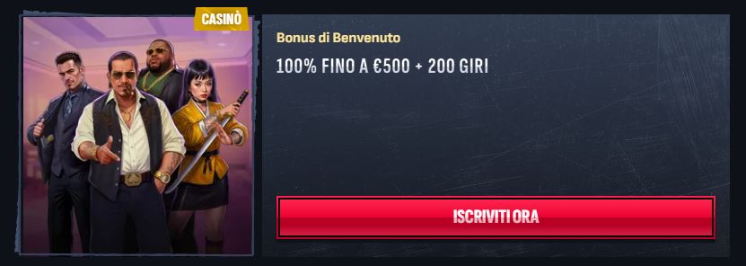 Claim il bonus benvenuto casino fino a 500 euro